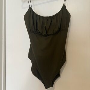 Dark Green Spaghetti Strap Bodysuit
